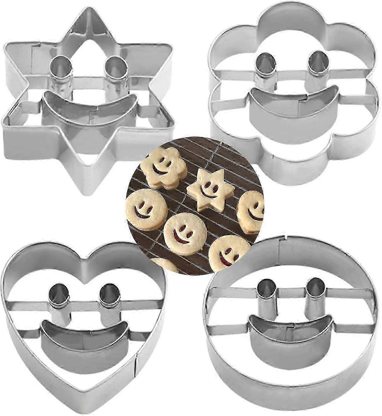 4Pcs Edelstahl Ausstechformen, Smiley Ausstechformen, Metall Ausstechformen Form