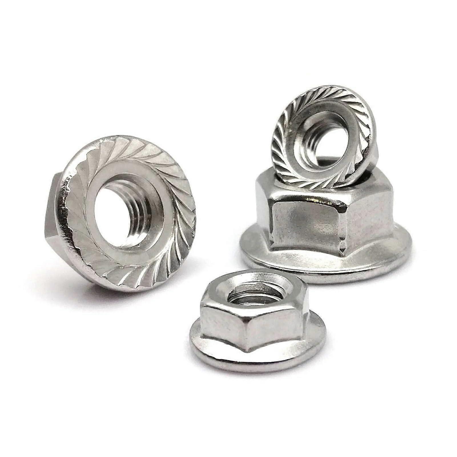 Flanschmuttern M3 M4 M5 M6 M8 M10 M12 316 A4 Edelstahl Sechskant Sechskantkopf Gezähntes Schloss 2 Stück M10 M12