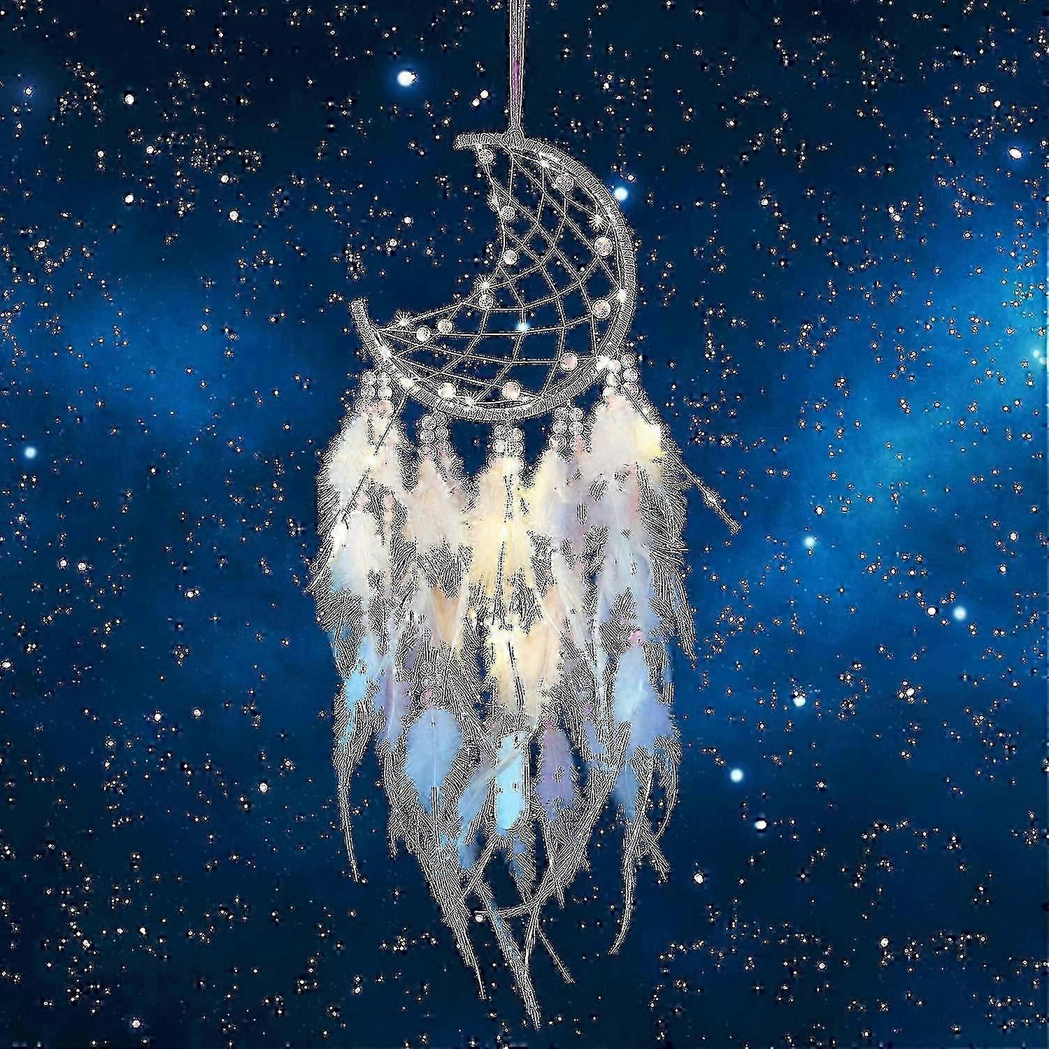 Luminous Handmade Feather Dream Catcher for Bedroom Decor