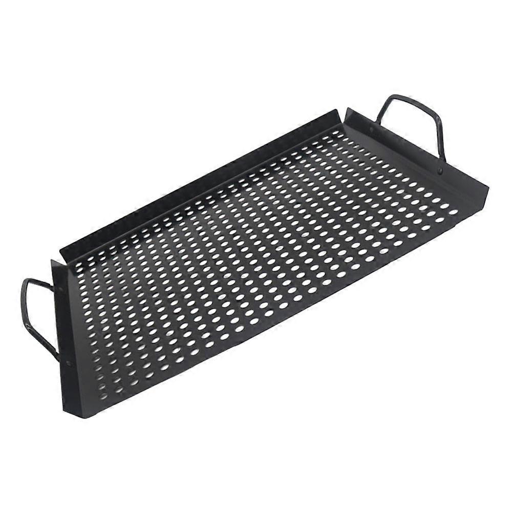 Nonstick Outdoor Grill Pan for Camping and Home Use Lightweight Versatile Iron Black Rectangular 13.5x9.5 Inches