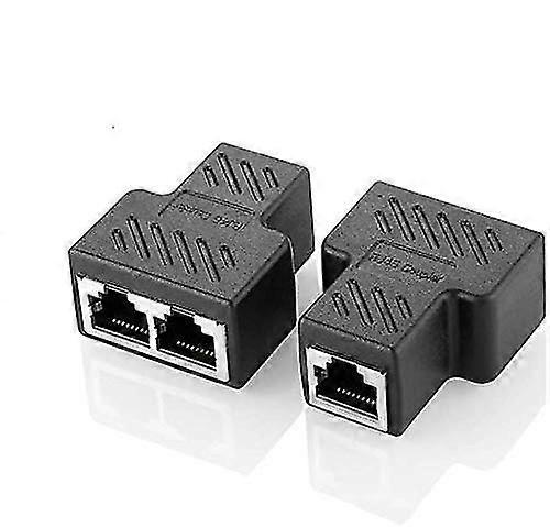 Rj45 Splitter Connectors Adapter - Ethernet Splitter Coupler Double Socket Hub Interface Contact Modular Plug 2 Pack(notice: Two Port Can't Work At Th