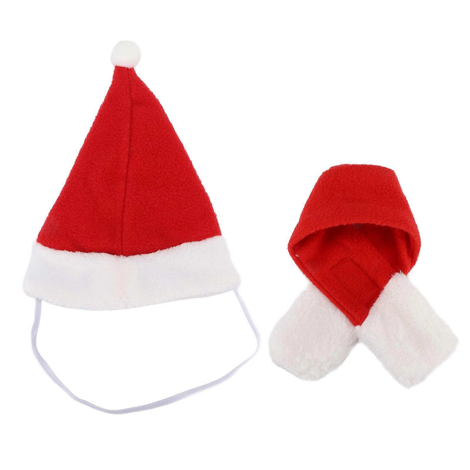 GPB Small Animal Christmas Costume Christmas Scarf and Hat Set for Guinea Pig Chinchilla and Other Small PetChristmas Scarf Hat Set L