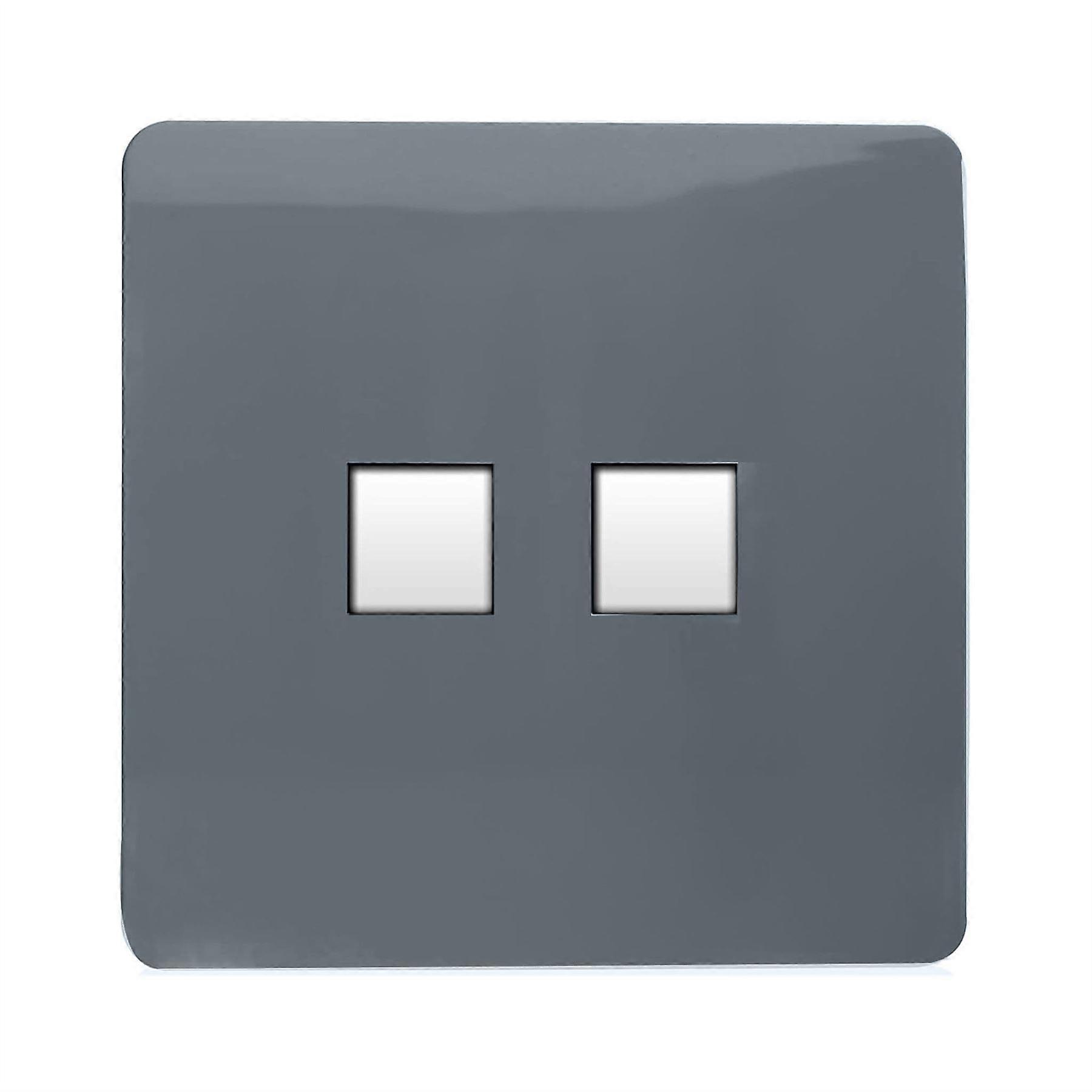 Trendi Artistic Modern Glossy Tactile 2 Gang Telephone Socket Warm Grey
