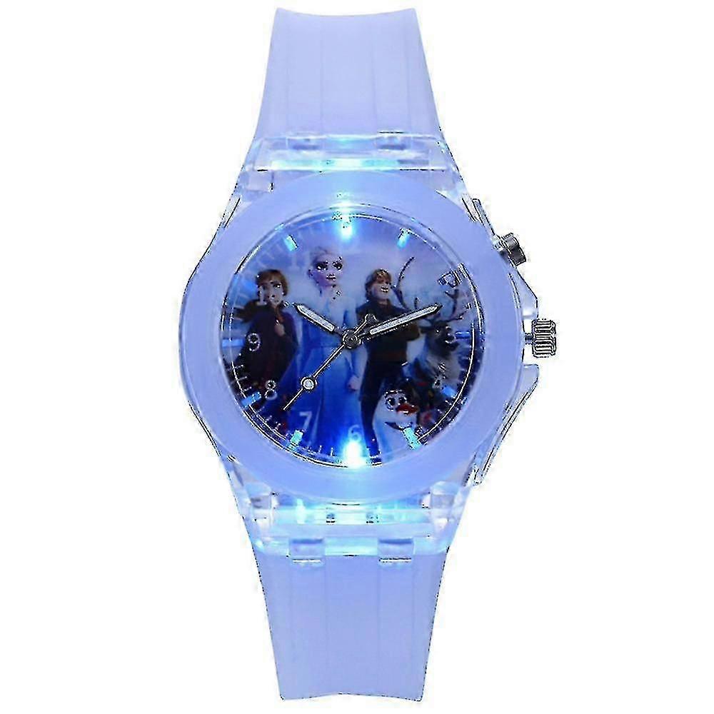 Kids Frozen Anna Elsa Silicone Cartoon Watch Luminous Led Flashing