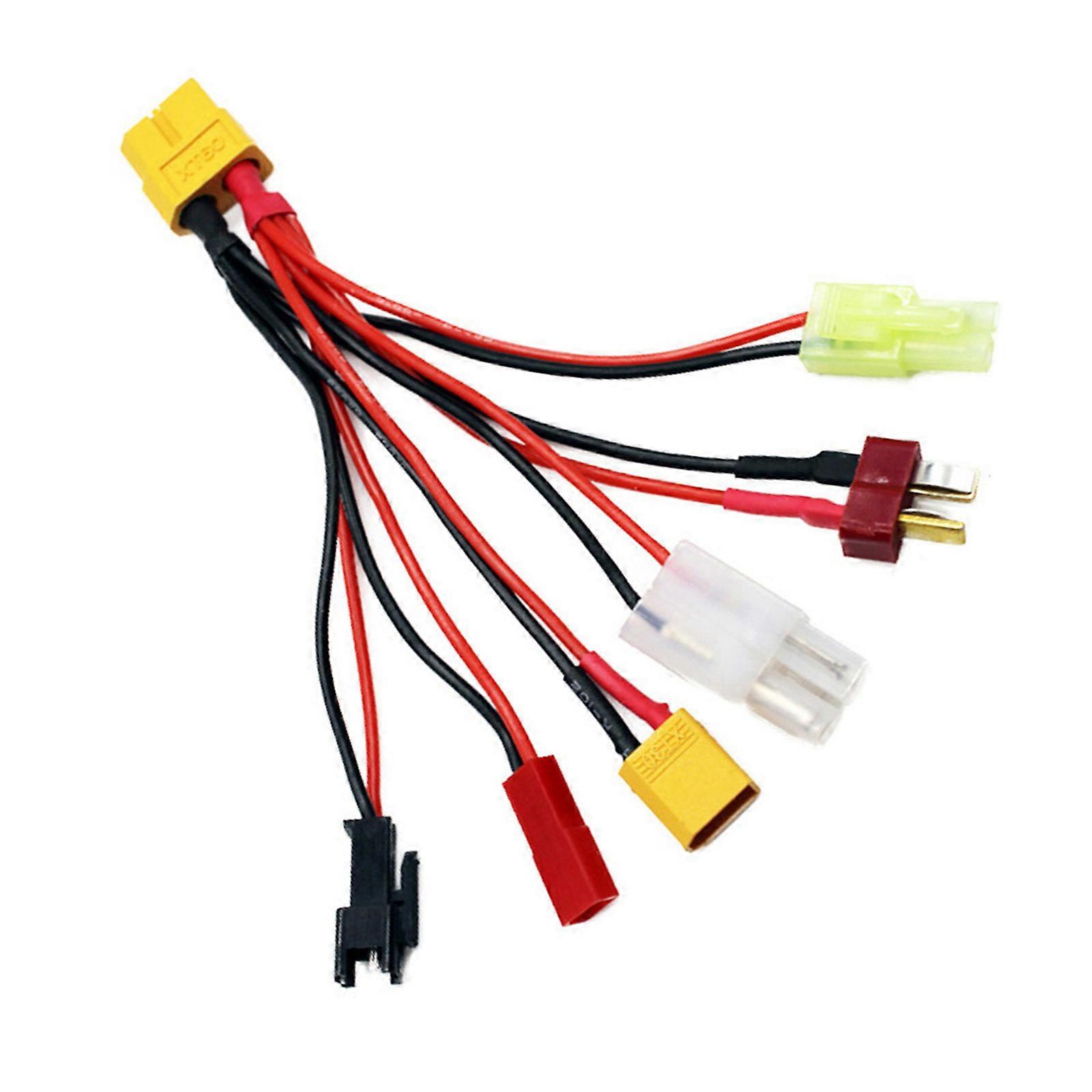 High Current XT60 6 Channel Connector Premium Coppered Cored Wiring For Simultaneous Drones Battery Charging Multicolor