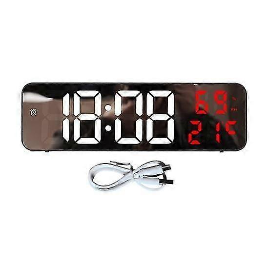 1 Set Alarm Clock Mute 12/24 Hour Conversion Large Screen Living Room Wall Hanging LED Electronic Clock Home Decor
