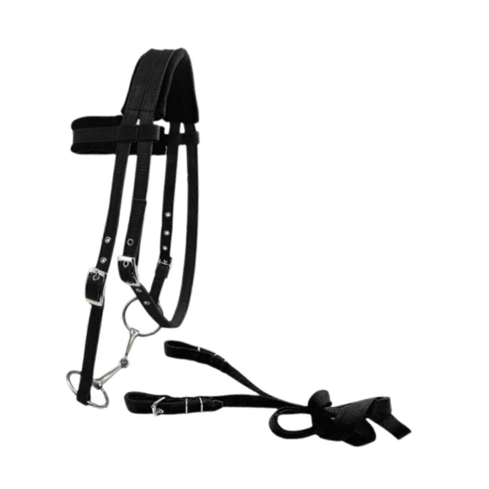 Horse Bridle With Reins Rope Equestrian Equipment Black Small Size Heavy Duty Poll Strap Halter