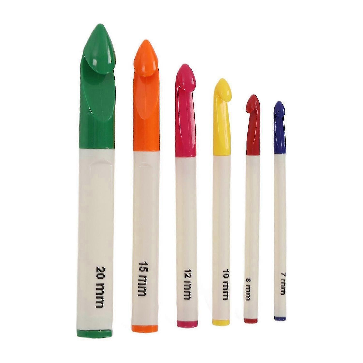 2025 Latest Model 6pcs Crochet Hooks Ergonomic Handle Recognizable Size