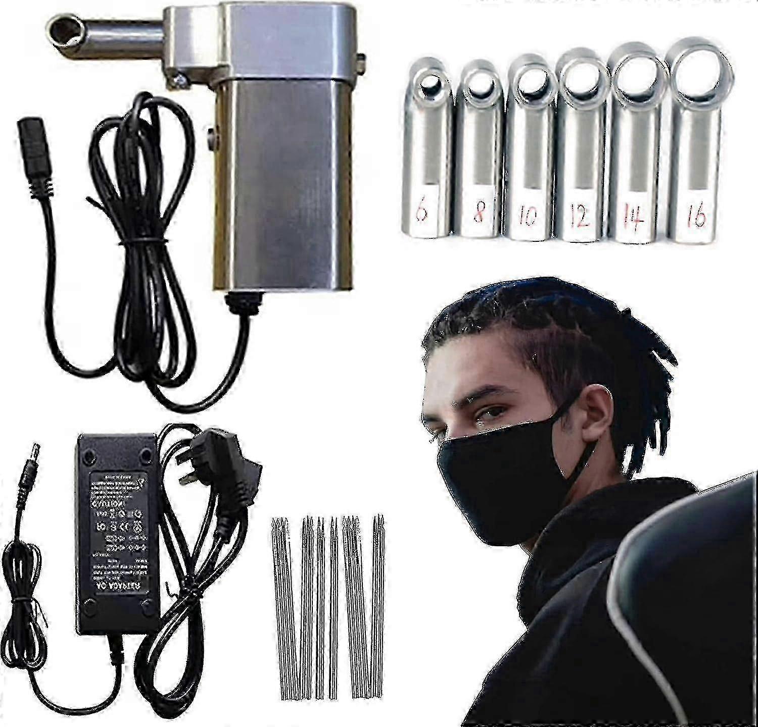 6-16mm Mini Handheld Dreadlock Maker with 6 Replacement Heads - Portable Twist Braiding Machine