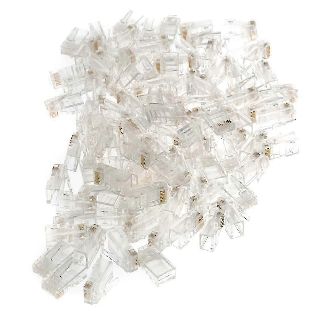 RJ45 Cat5e Crimp Connectors 100 Pcs, Ethernet Network Cable Connectors for LAN Computer Networking