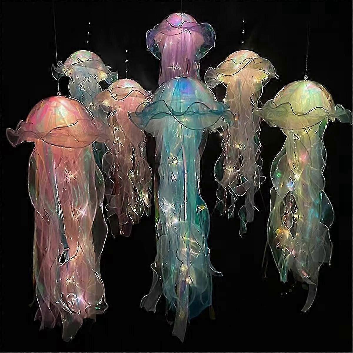 5 Pcs Jellyfish Night Light Portable Flower Lamp Hanging Jellyfish Lights for Bedroom Room Atmospher