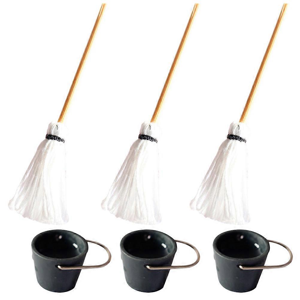 Mini House Decoration Mini Mop and Bucket Set for Cleaning 12Sets