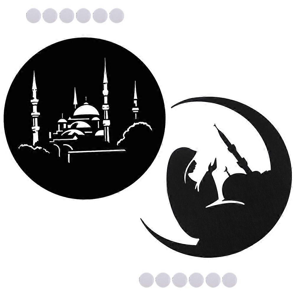 Ramadan Wall Hanging Decor Felt Pendant for Eid Mubarak 2Pcs Set