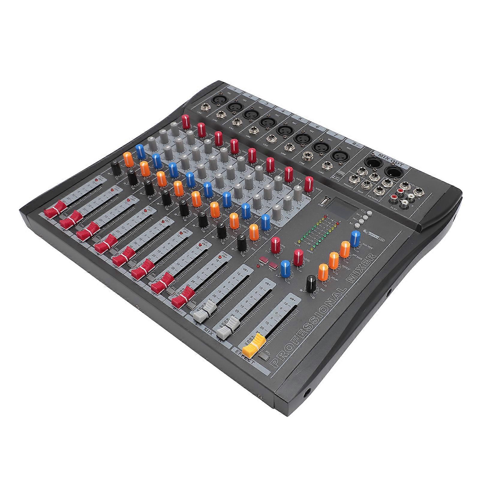 8-Channel Bluetooth 5.0 USB Sound Mixer Board for DJ Live Stage