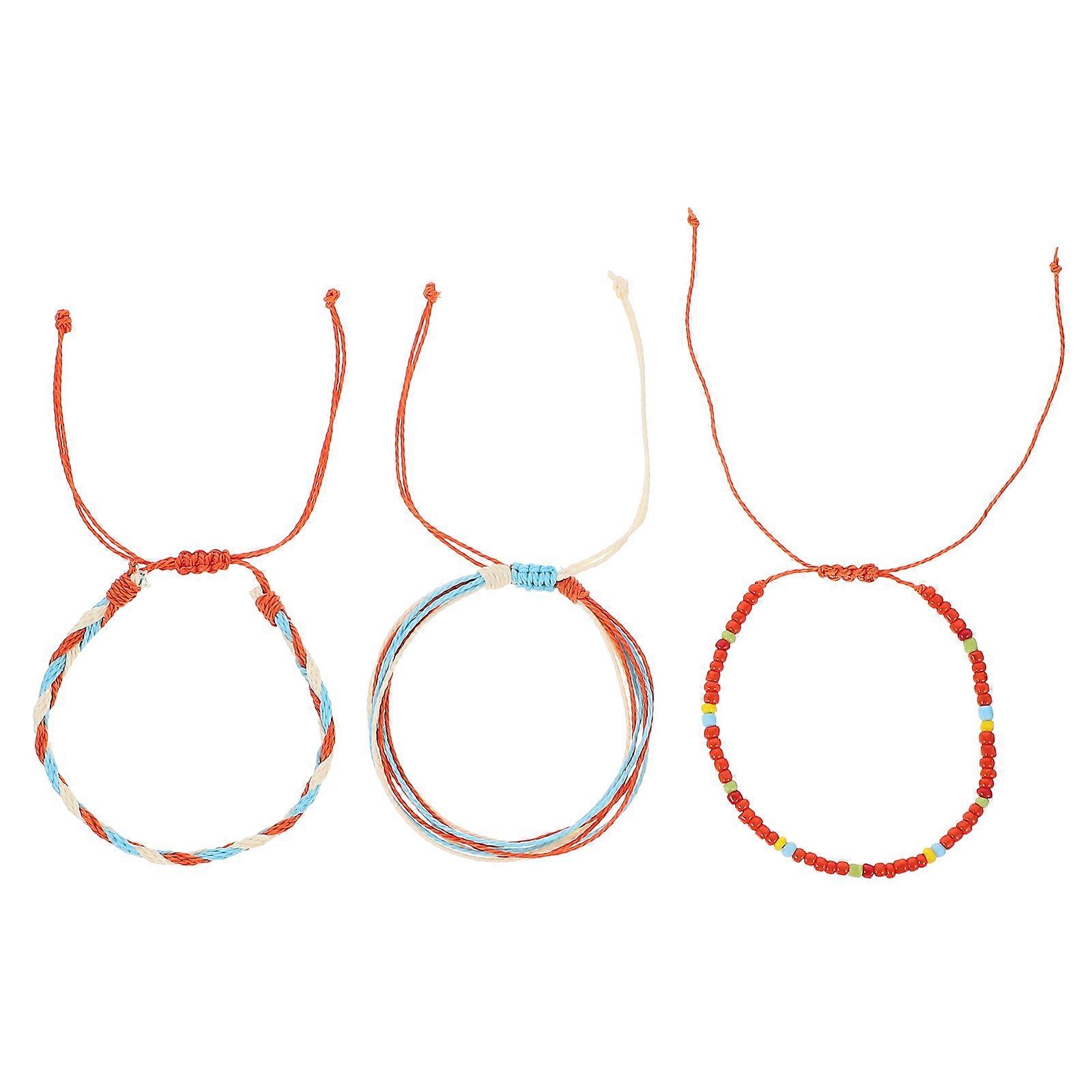 Woven Bracelet Set Bohemian Bracelets for Decor 3Sets