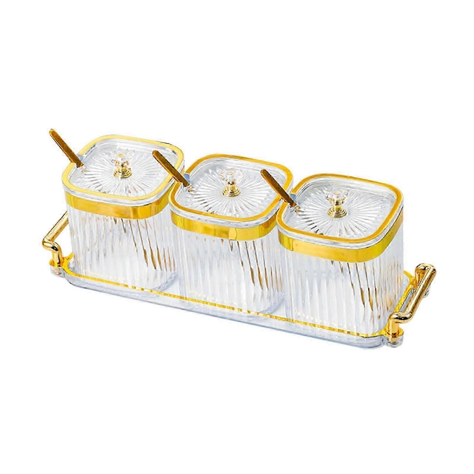 Condiment Spice Jar Condiment Canisters with Lids and Spoons,Sturdy,Seasoning