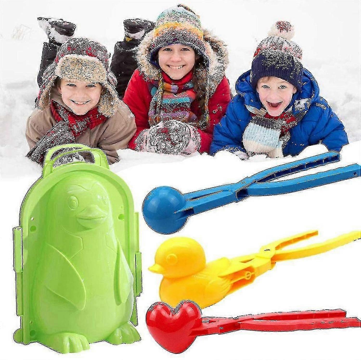 スノーボールメーカー4パックハート雪だるま球形スノーボールメーカークリッププラスチックスノーボールメーカーツールサンドボールクリップ子供と大人のための雪のおもちゃブラック