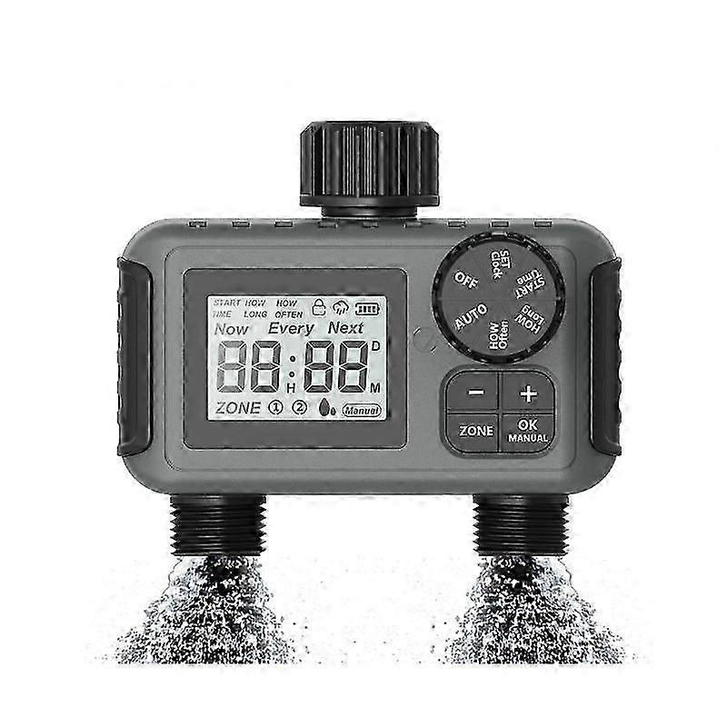 Water Timer for Garden Hose, 2 Zone Smart Sprinkler Timer with Rain Delay,Dual-Zone Water Time|Rain Sensor+ManualAutomatic Modes European plug