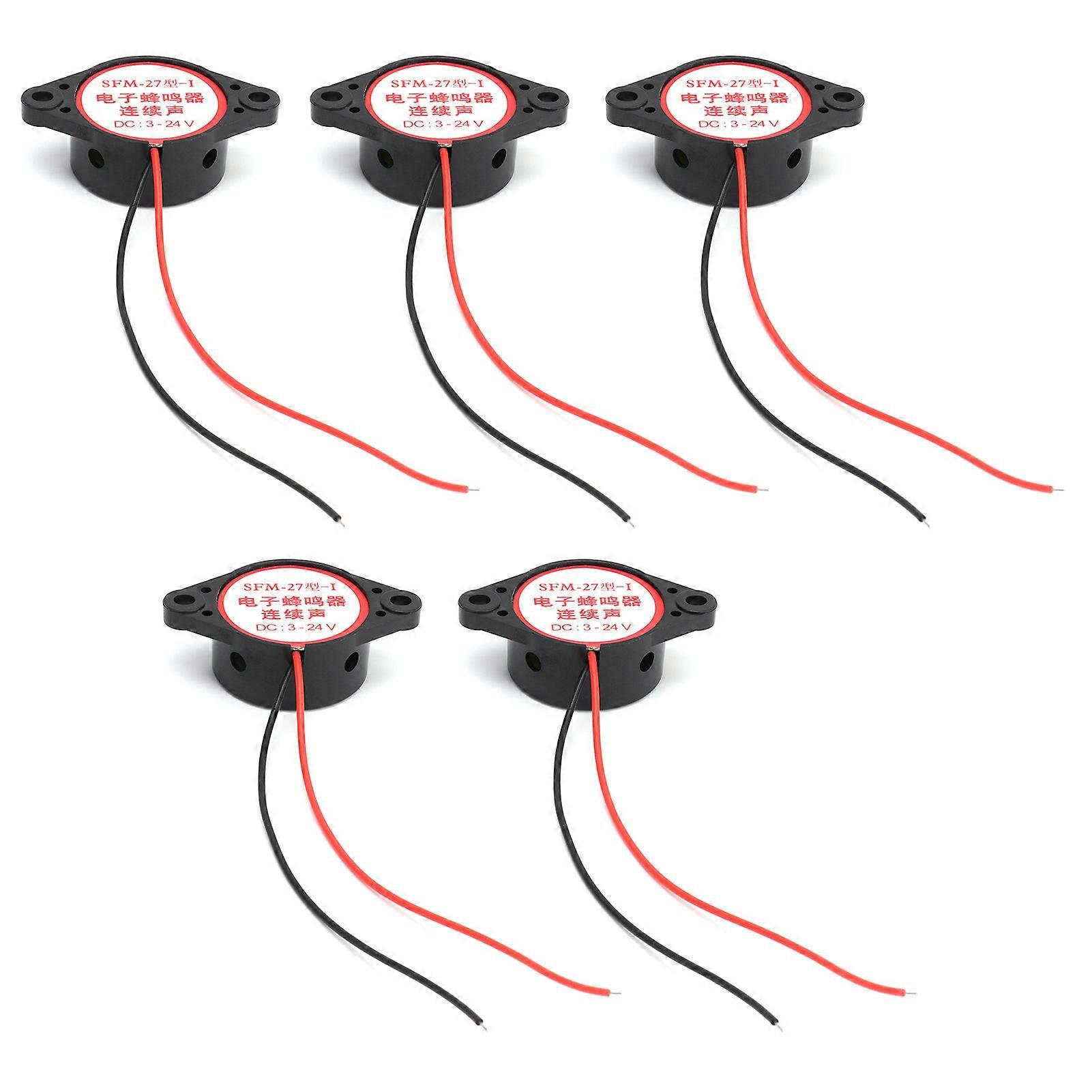 Lot de 5 avertisseurs sonores piézoélectriques actifs à bip continu, 95 dB, DC 324 V (noir)