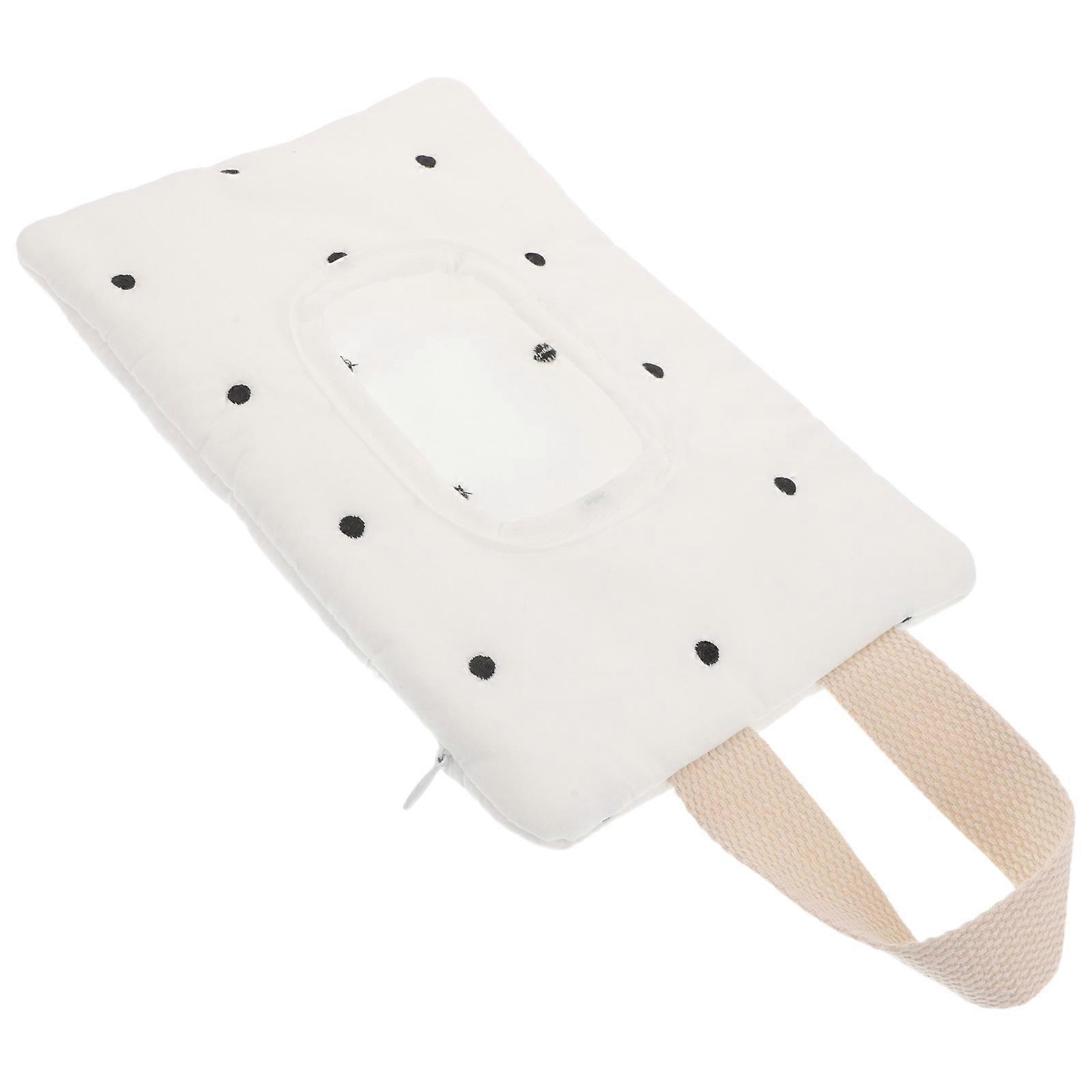 Car Tissue Dispenser Polka Dot Design For Dashboard Seat Side Travel Napkin Organizer White 8.9×5.9×0.4in Portable 1Pack