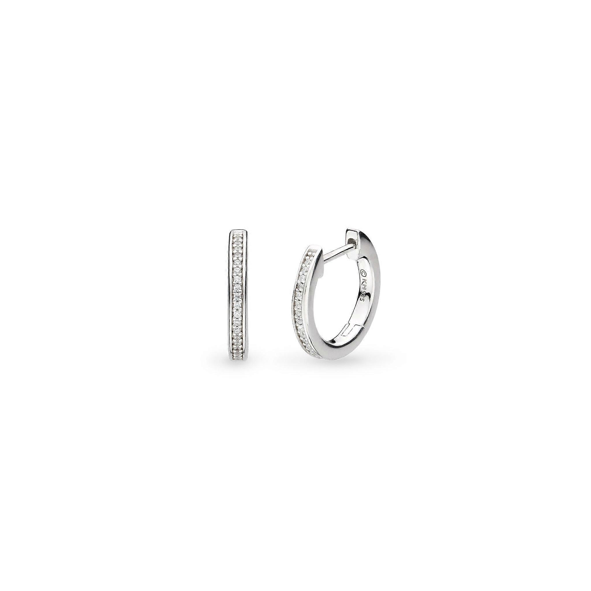 Kit Heath Revival Classic Glitz Zirconia Rhodium Plated Hinged Hoop Earrings 50428CZ