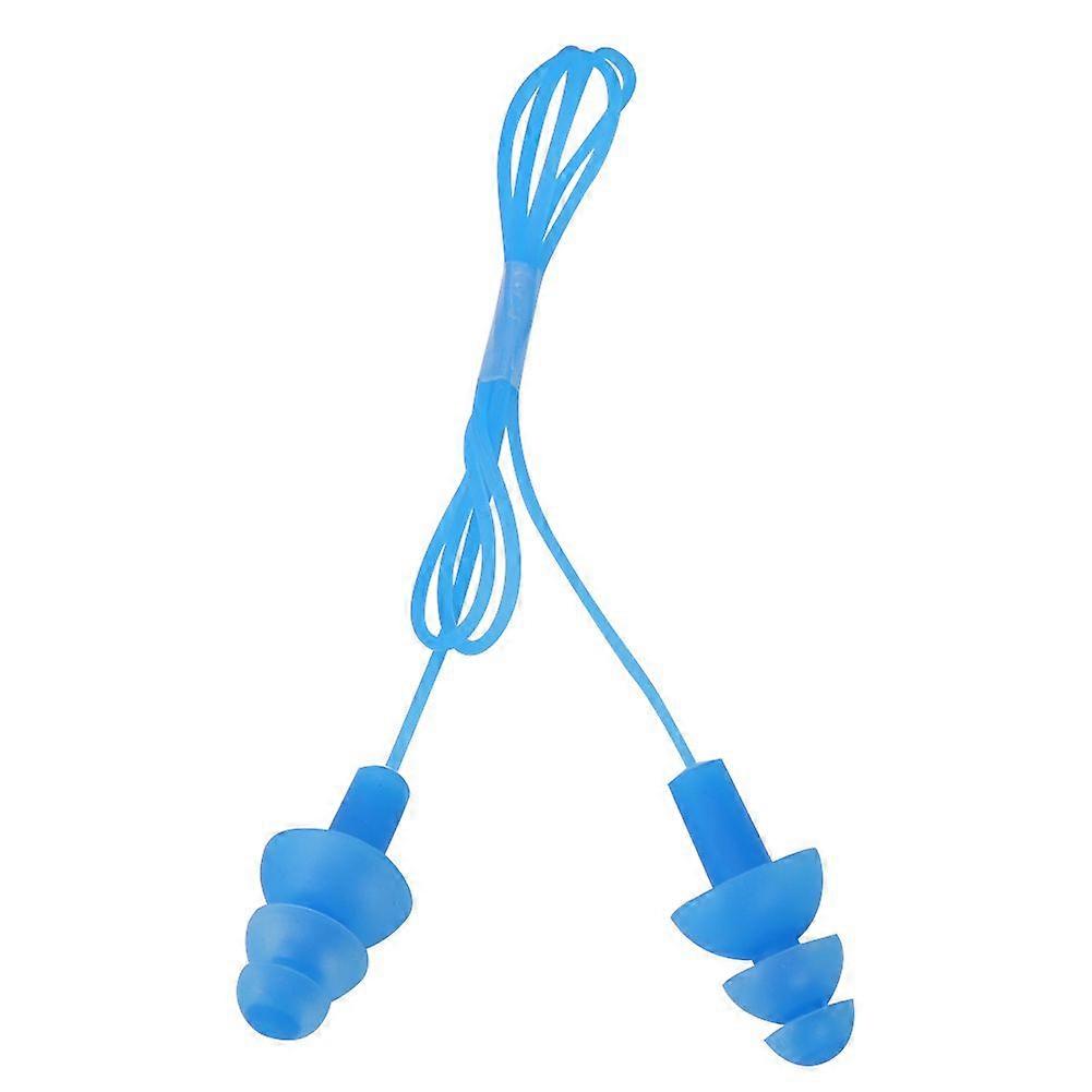 Waterproof Soft Silicone Corded Noise Prevention Swimming Earplugs Earmuff(Blue)