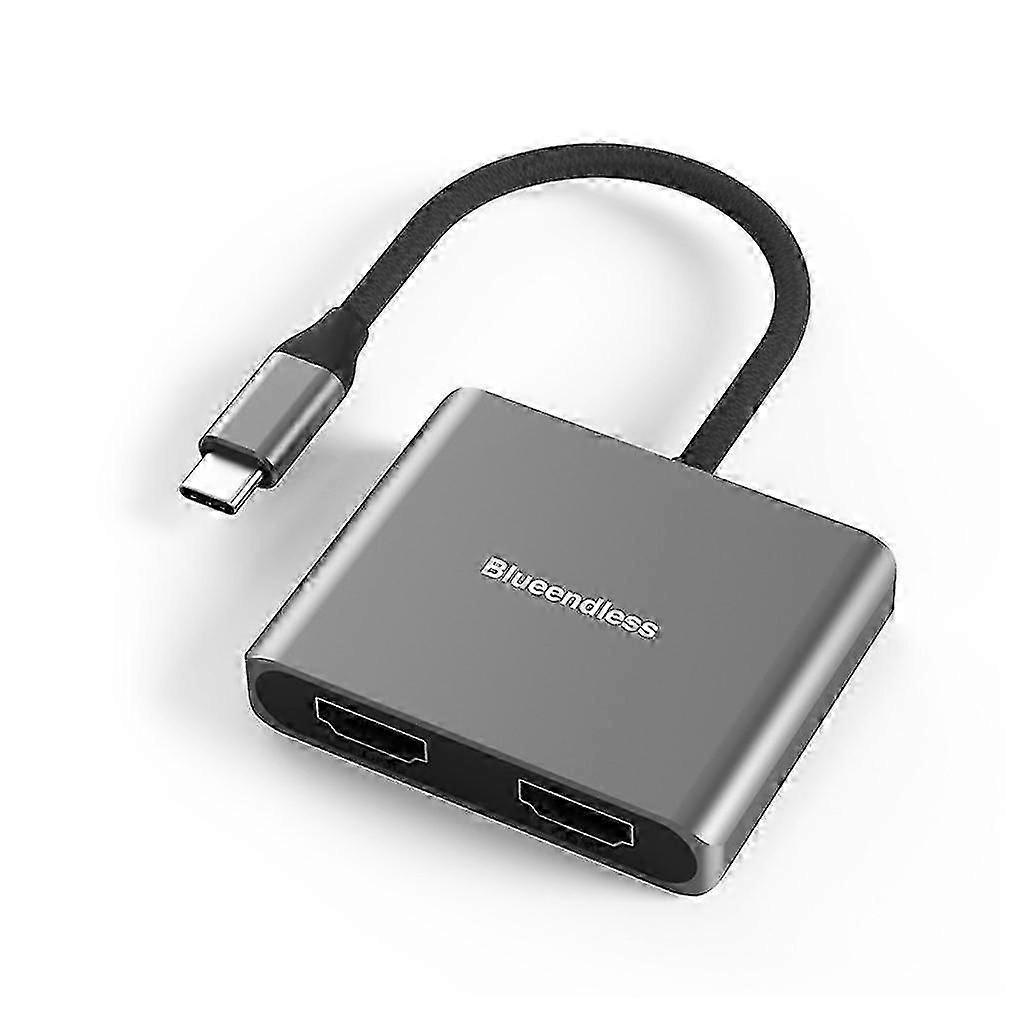 Usb C To 2 X Hdmi-compatible Video Splitter Hub Support Dual 4k 30hz Or 4k 60hz