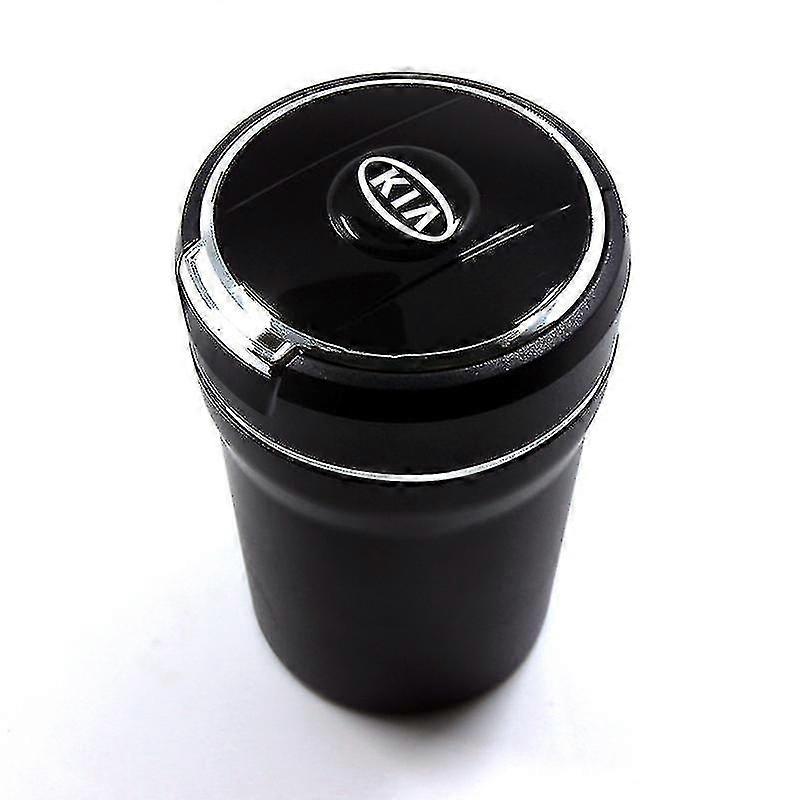 Car Ashtray Creative Personality Trend With Cover Multi-function Led Light Accessories Ceramic Liner silver Kia JU