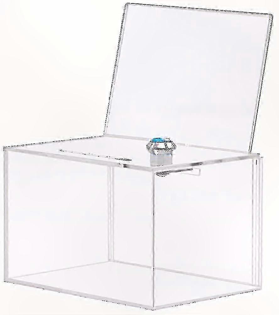 Large Acrylic Donation Box with Secure Lock and Display Area