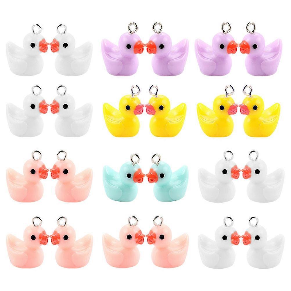 Resin Charms Small Duck Charms for Crafts 120Pcs Assorted Color