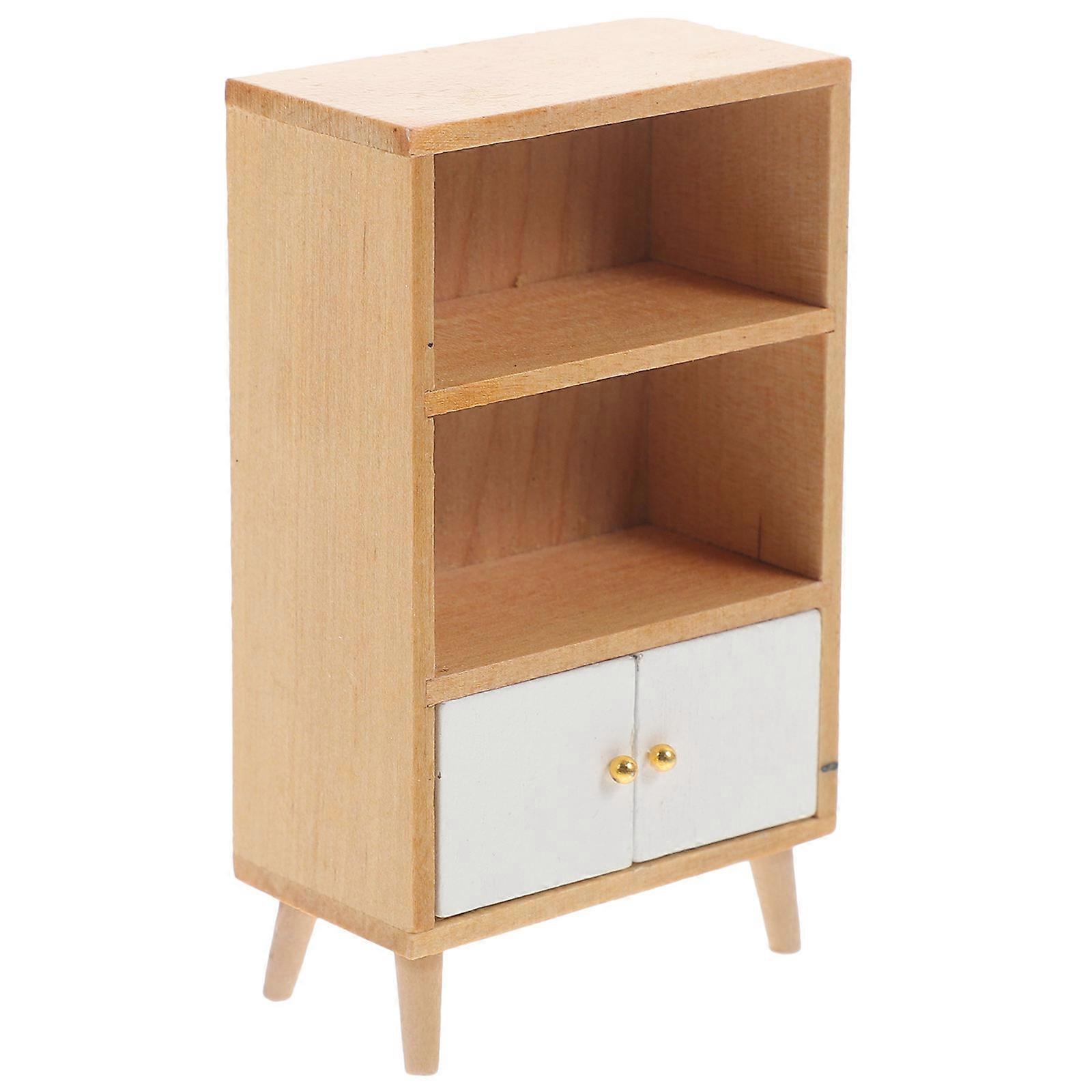 Mini Bookshelf Wooden Doll House Book Cabinet for Micro Scene 4Pcs