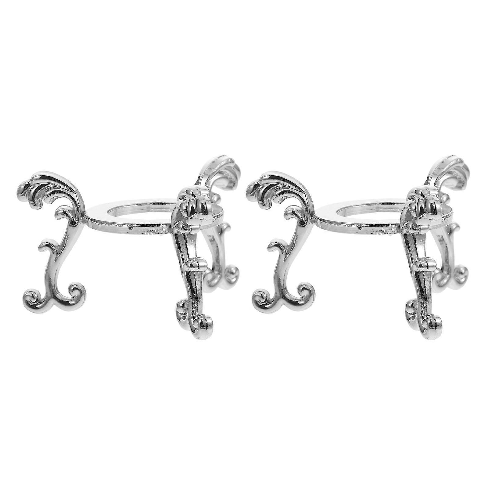 Delicate Crystal Balls Holder Iron Base for Office Decor 4Pcs Silver