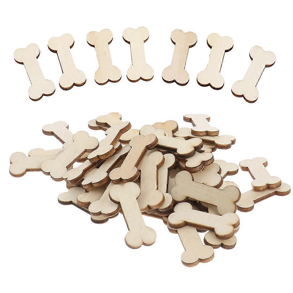Plain Wooden Dog Bone Cutouts Suitable For Home Decor Earring Making Light Yellow Rustic Style 100 Pcs