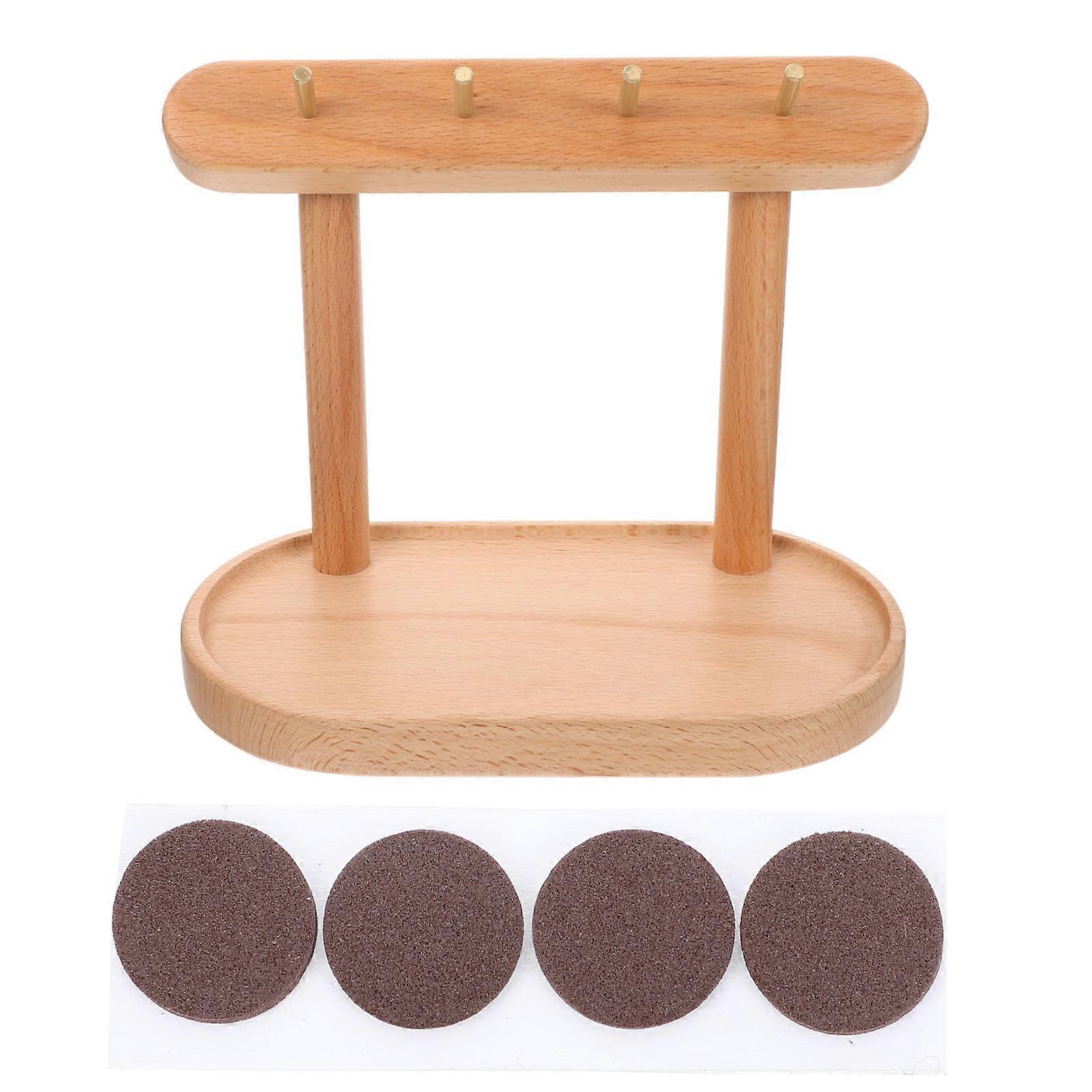 Beige Wood Key Tray for Entryway Table with Storage Function 2Pcs
