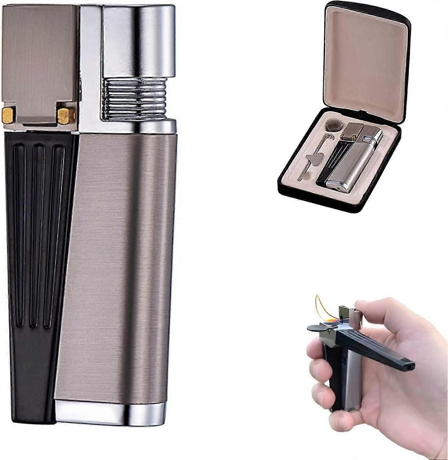 Lighter Pipe Combo - Portable Hitter Lighter  Foldable Lighter Open Flame  Multifunction 2-in-1 Metal Lighter Pipe Combo Best Gifts For Men S (d)