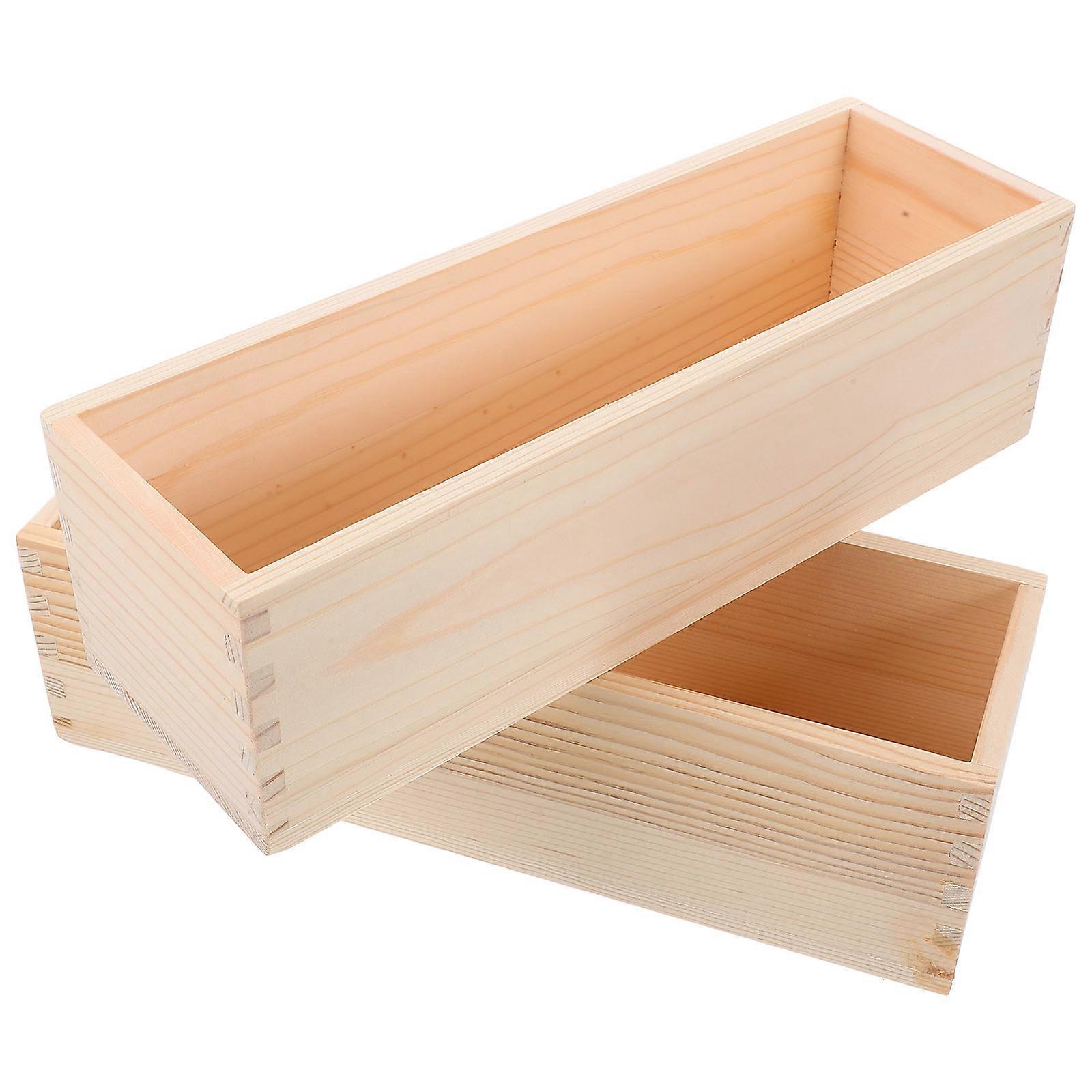 Mold For Handmade Soaps Wooden Box Lidless Design Diy Users Rectangular Shape 11×3.5×3.1in Versatile Shapes 2Pcs