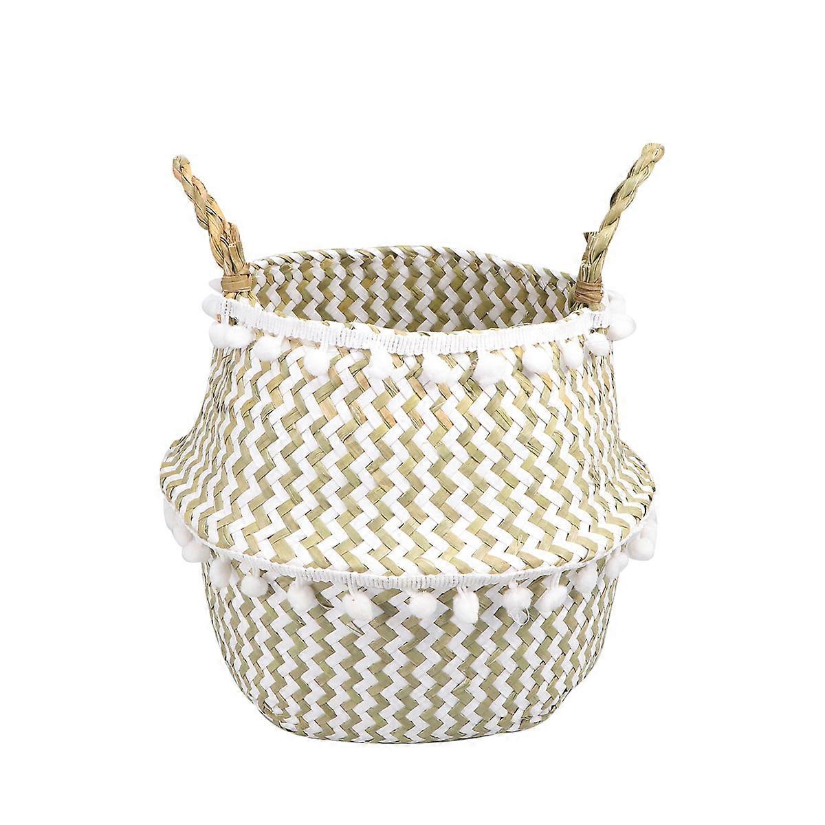 Straw Laundry Basket Foldable Laundry Storage Basket for Storage 2Pcs