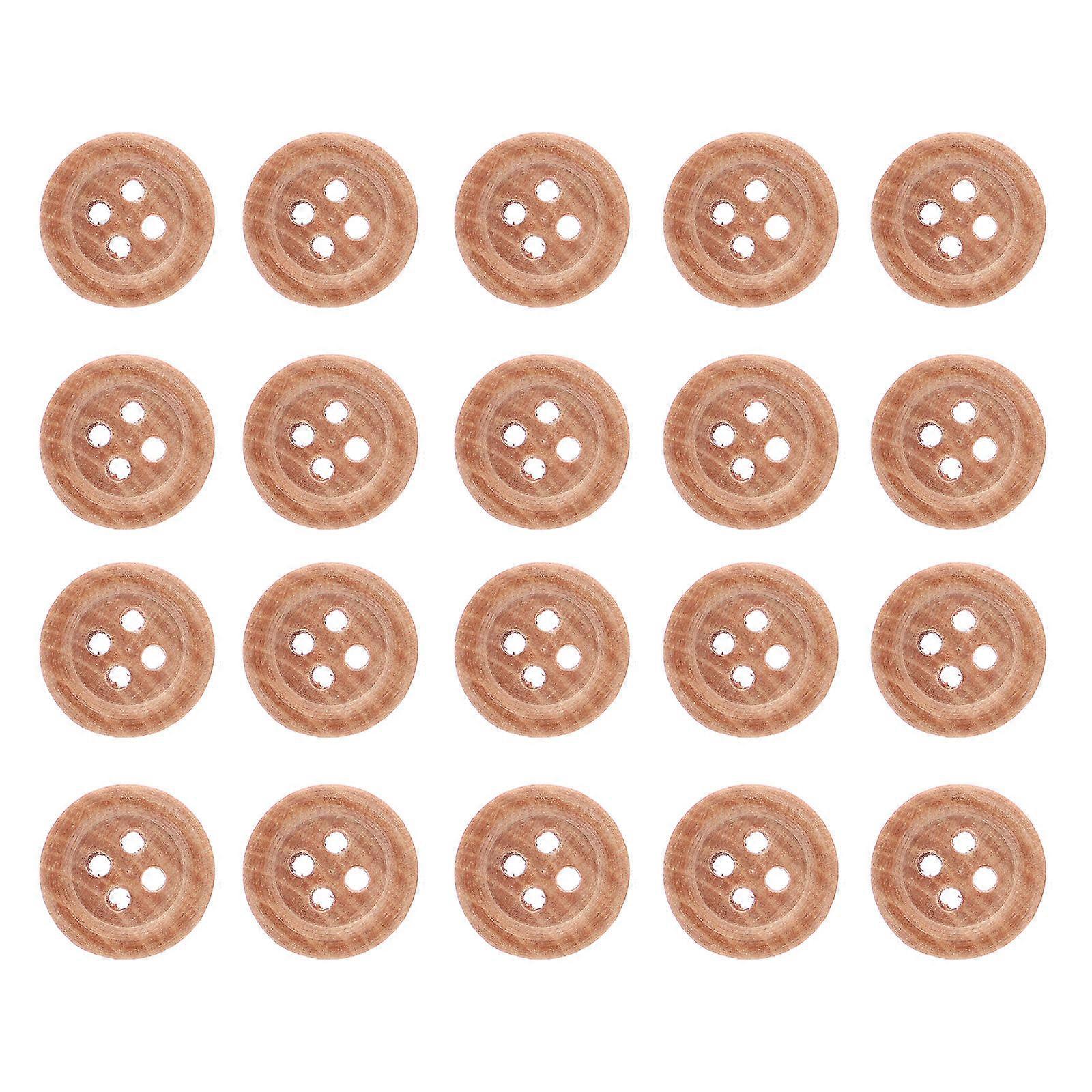 DIY Wooden Button Four Hole Sewing for Coat Replacement 100Pcs Pack
