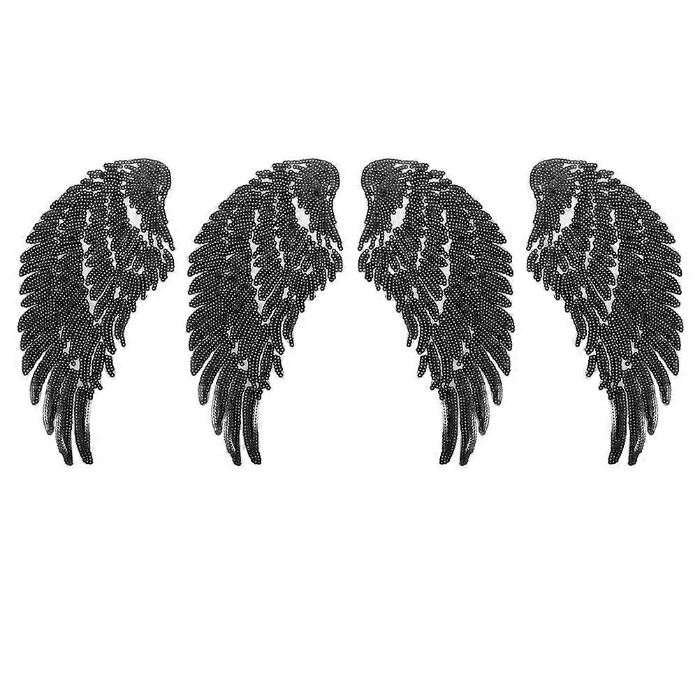 Sequin Angel Wings Patch Iron-on Clothes Applique 4Pairs for DIY
