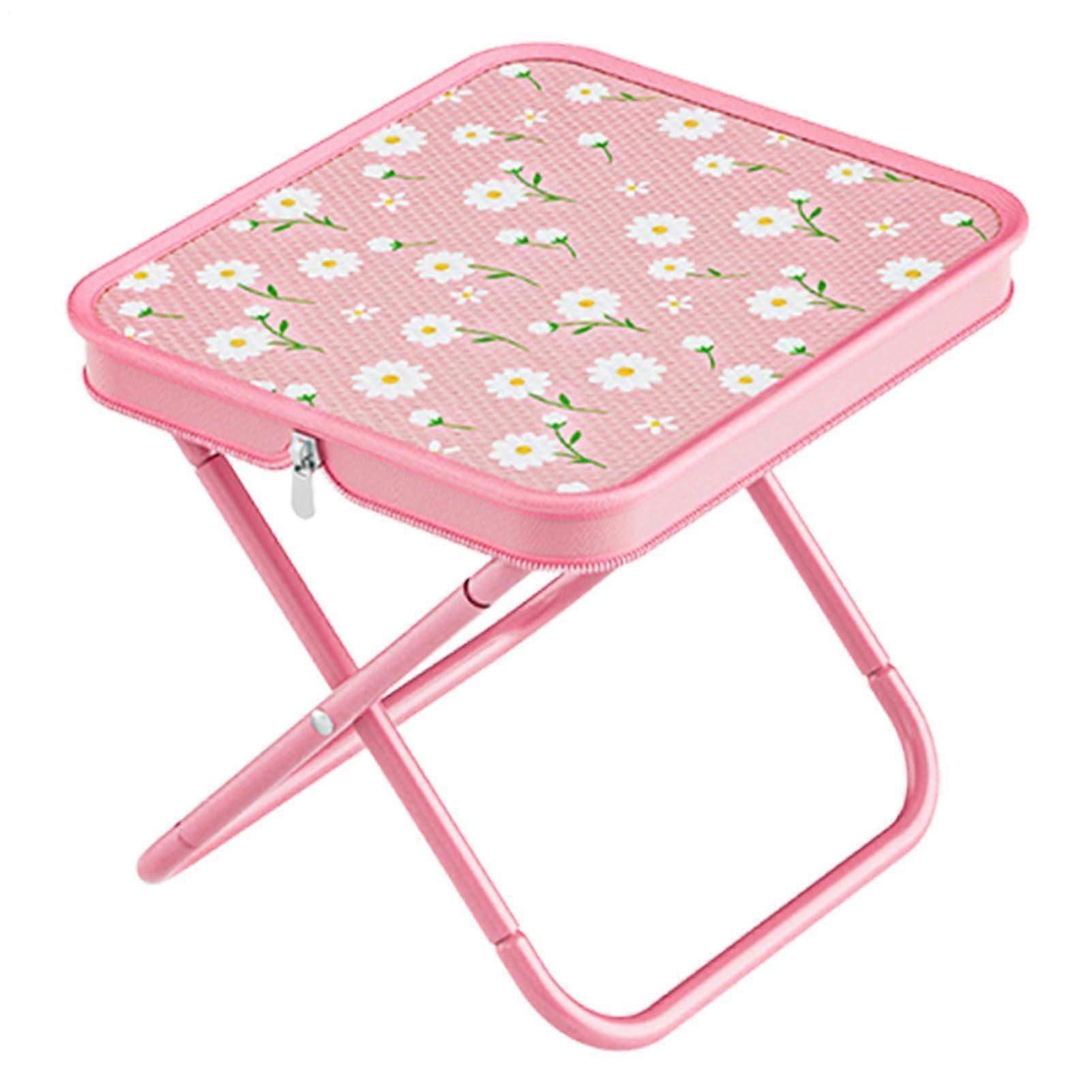 Outdoor Folding Stool Camping Chair, Lightweight Portable Seat, Sturdy Support, 28x24x26 cm / 24x4x11 cm, Pink