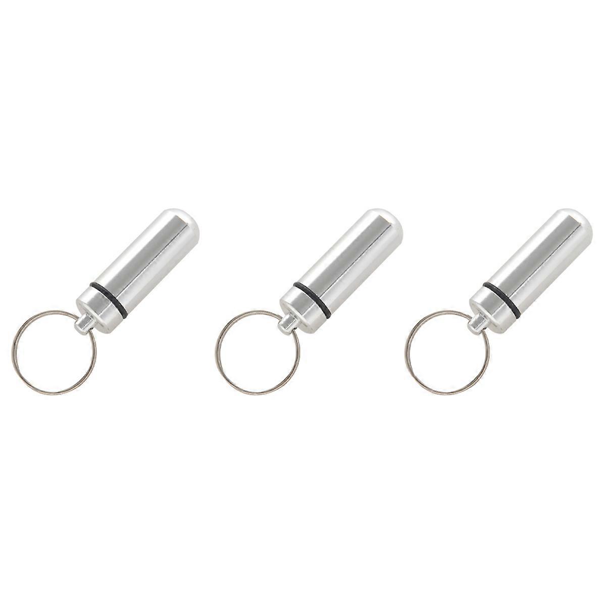 Silver Pill Medicine Box Case Holder Container Capsule Bottle Keyring