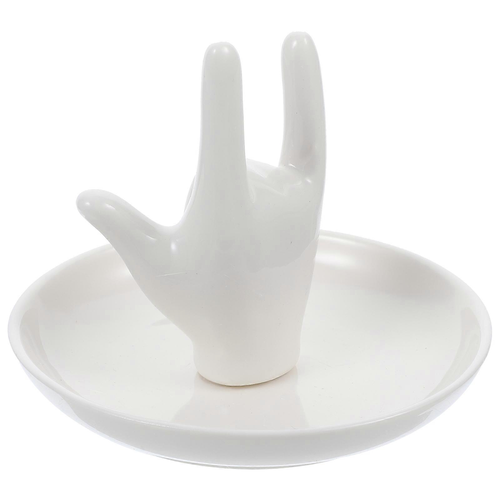 White Ceramic Jewelry Stand Ring Holder for Home Display 3Pcs Set