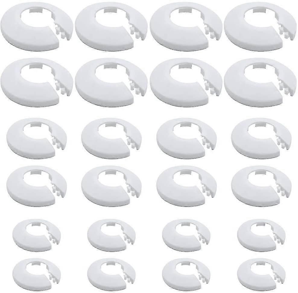 (24 stycken) Rörkragar Vit plast kylarrör täcker väggfläns lätt