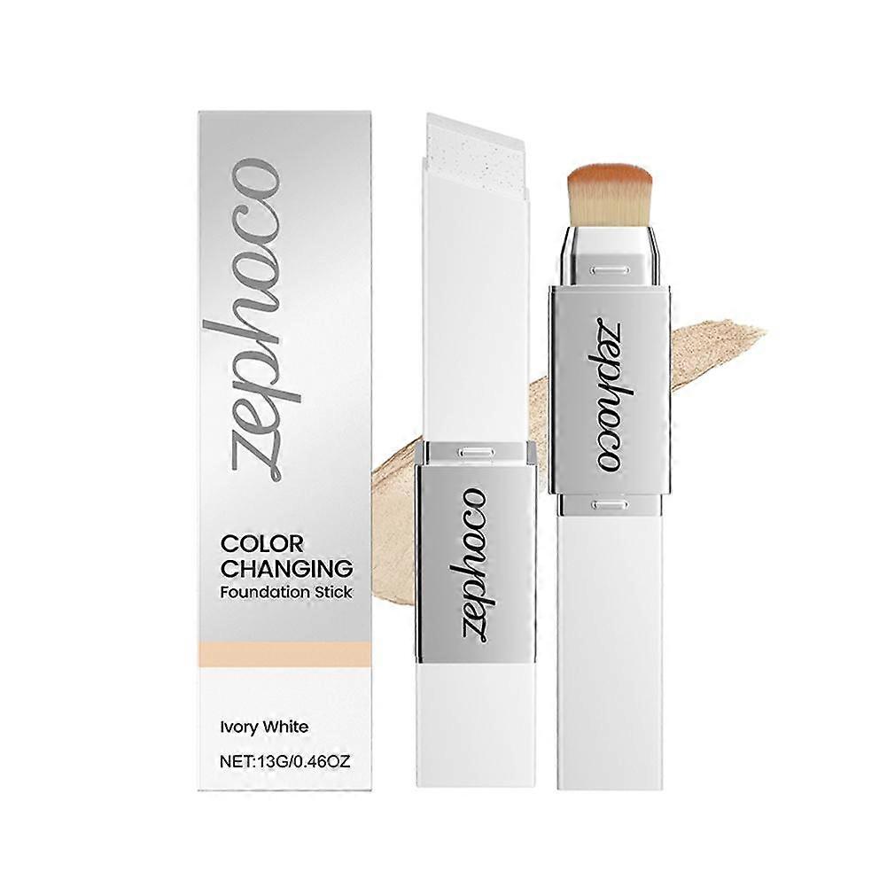 2-in-1 Color-Changing Foundation Stick Adapts to All Skin Tones Lightweight Moisturizing High Coverage Portable Makeup for Travel