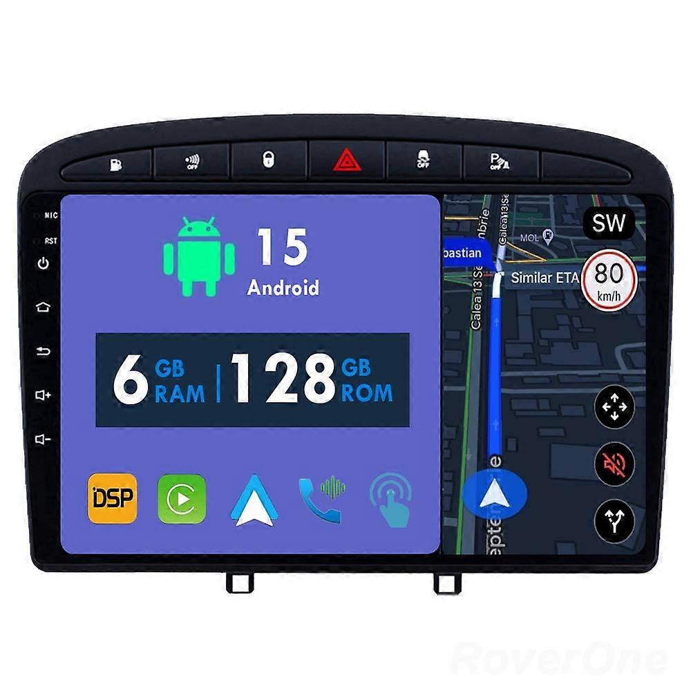 Car Radio 6G+128G CarPlay GPS Navigation Head Unit for Peugeot RCZ 308 SW 2007 - 2015 408 2012 - 2020 Android Auto Bluetooth Stereo Touch Screen