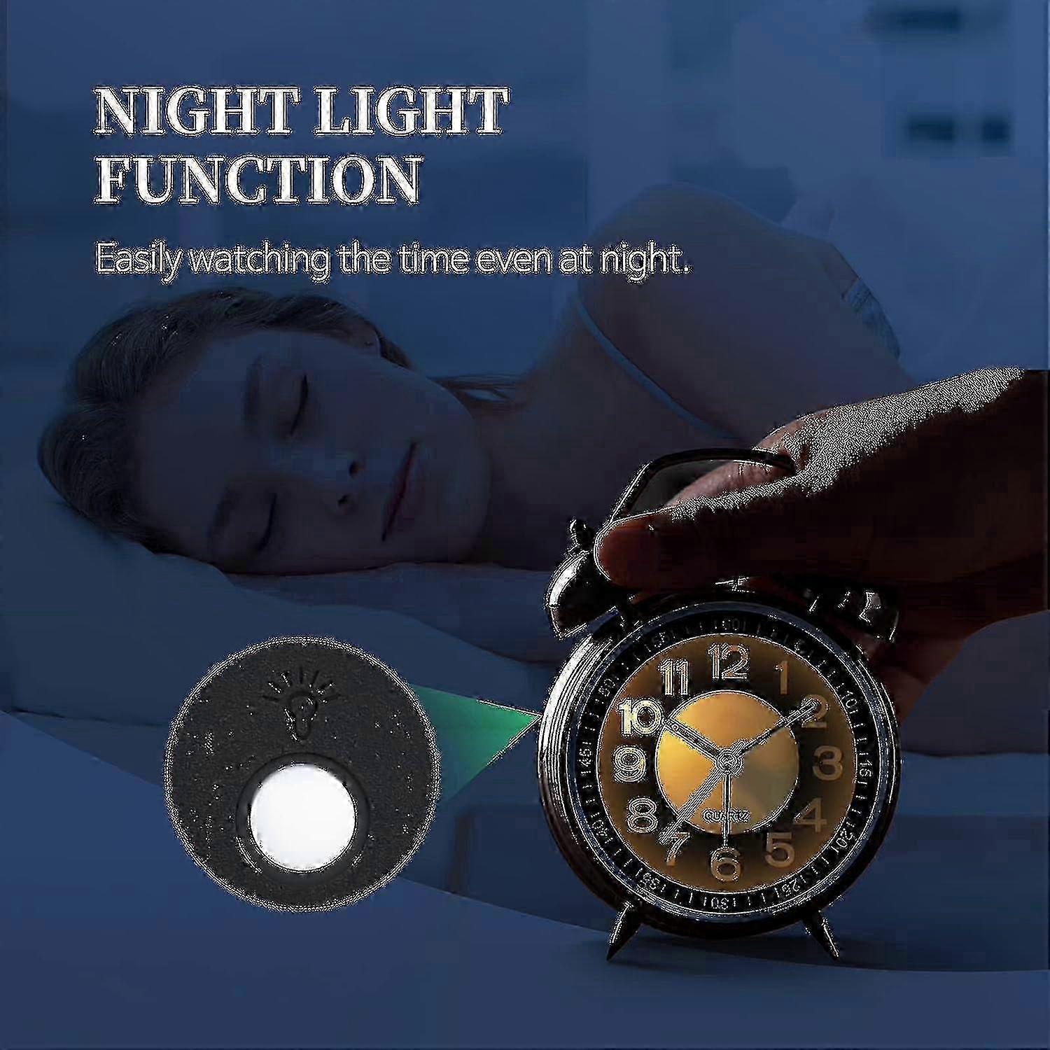 Analog loud alarm clock with backlight,battery operated,silent non ticking,for heavy sleepers,bedroo 25-26s
