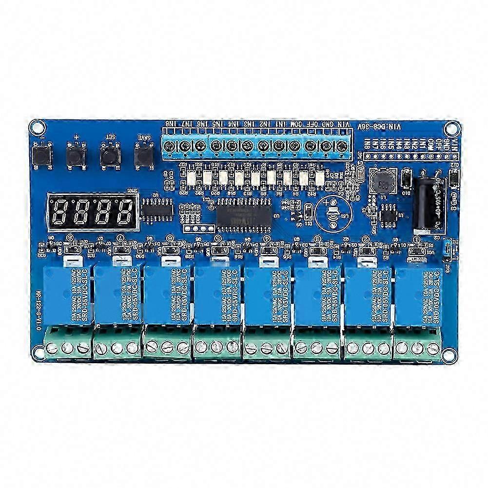 2025 8-36V 8-Channel Multifunction Time Delay Relay Module with Optocoupler and LED