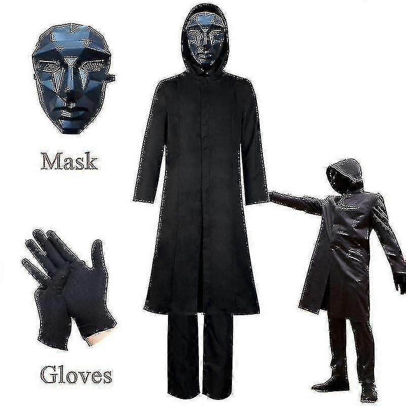 イカゲーム 大人スタイル ボス コスチューム + マスク + 手袋