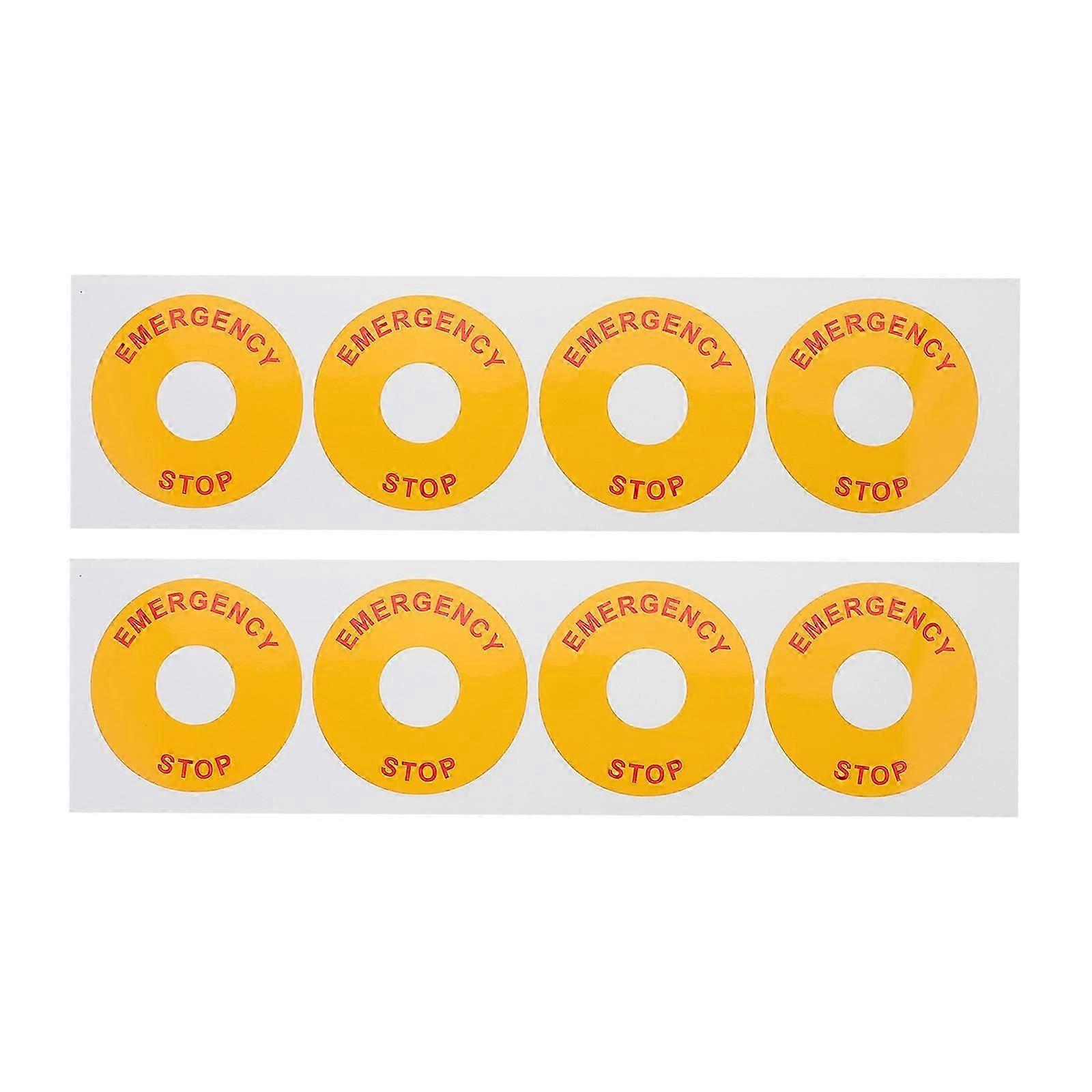 8pcs Emergency Stop Warning Label Sticker Warning Emergency Stop Sign Decal