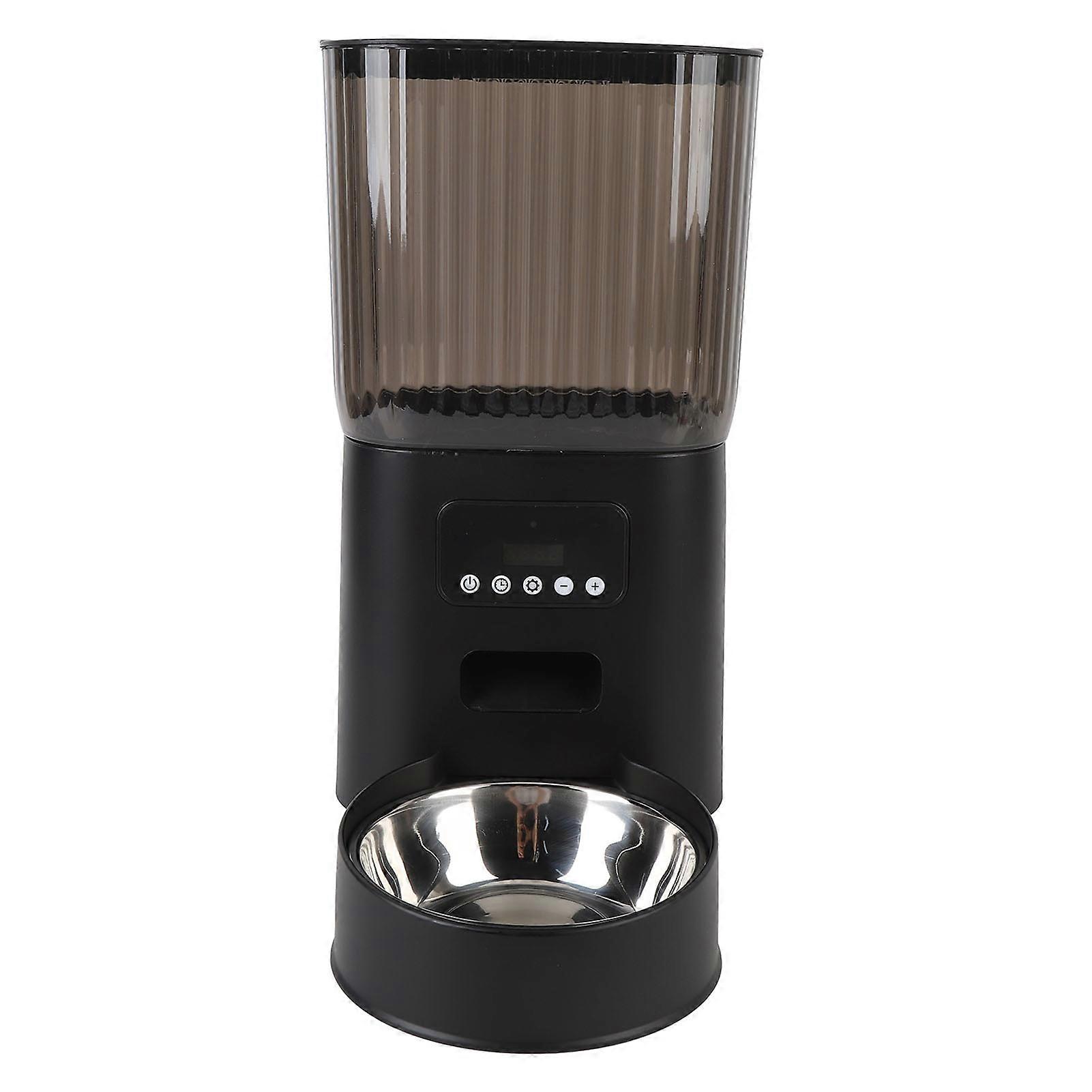 Automatic Cat Feeder Timed Feeding Button Control Automatic Cat Food Dispenser for Dog Pet Indoor Single Bowl 